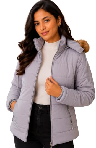 Image of SANE ORIGINALS Winter Jacket for Women with Detatchable Hoodie Cap || Lightweight Full Zipper Regular Fit Warm Jacket for Ladies