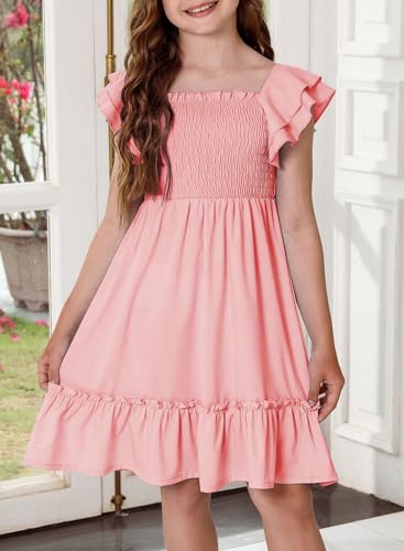 blibean Girls Summer Short Sleeve Casual Dresses, Pink, Size 8-9 — view 4