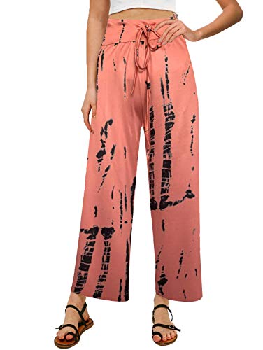 Image of NEWCOSPLAY Women's Comfy Pajama Pants Casual Drawstring Palazzo Lounge Wide Leg Pants