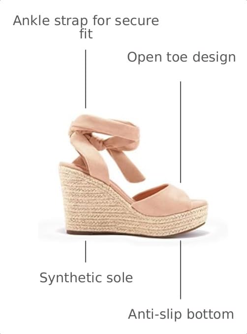 Image of Womens Platform Espadrille Wedges Open Toe High Heel Sandals with Ankle Strap Buckle Up Shoes