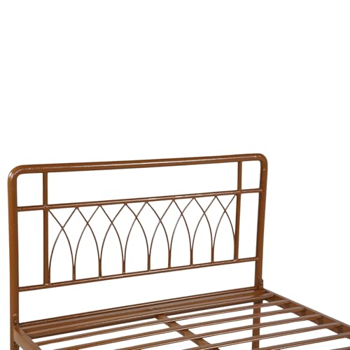 Image of Jexx Metal Extra Single Size Bed Without Storage | Wrought Iron Single Bed with Headboard & Footboard| Sturdy Powder Coated Platform Cot for Bedroom (Jexx Brown)