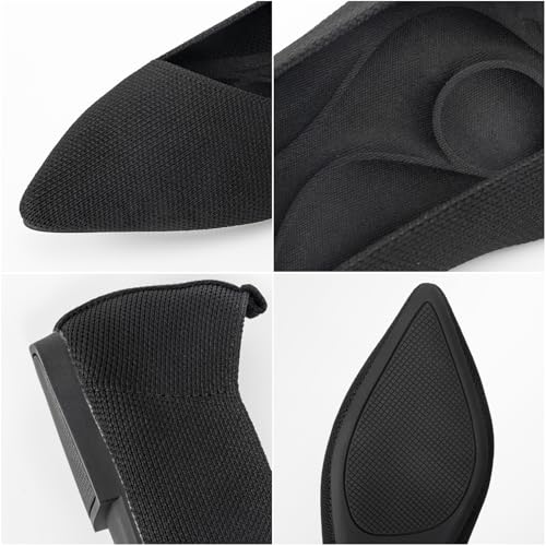 Women's Pointed Toe Breathable Knit Flats Shoes Soft Slip On Dress Ballet Flats for Women Comfortable Casual Work Driving Lightweight Knitted Flat Loafers2
