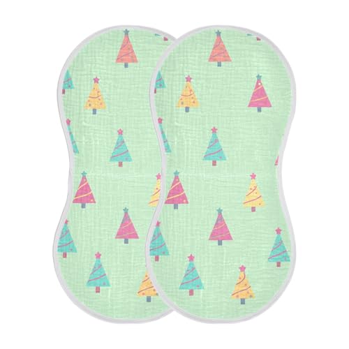 4 Pack Baby Burp Cloths, Soft Absorbent Burping Cloths for Babies, Cotton Milk Spit Up Rags, Large Size for Newborns, Baby Boys and Girls (Christmas Tree Pattern)3