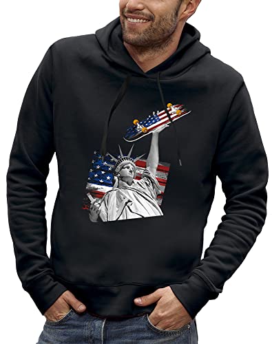 Sweat à capuche skateboard homme chaud et résistant motif Statue de la Liberté