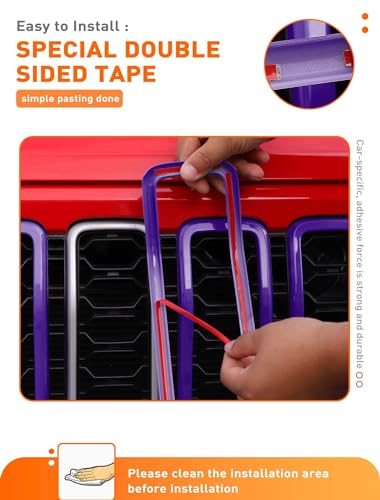 Image of Savadicar Front Grill Inserts for 2024+ Jeep Wrangler JL JLU 4XE & Gladiator JT - Elevate Your Wrangler's Aesthetics with Front Grille Cover Guard, Exterior Trim Accessories, 7 PCs, Purple