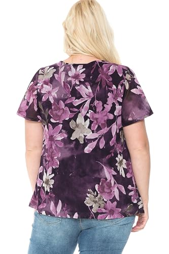 Image of LEEBE Women and Plus Size Printed Mesh Ruffle Top (Small-5X)
