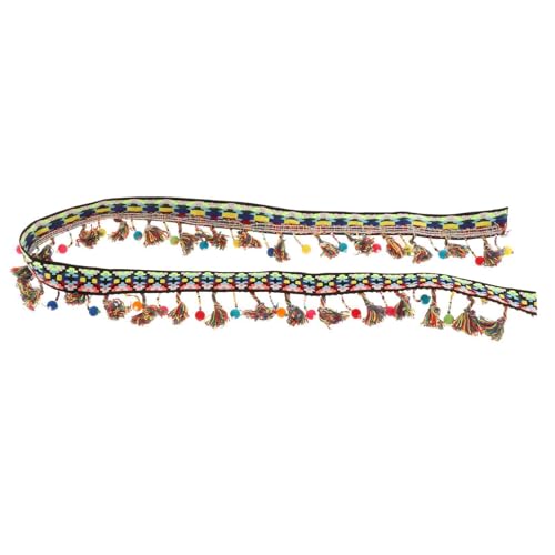 drburpily Dentelle tricotée Vintage exceptionnelle pour Mariage, ornée d'une Bordure brodée à Pompons colorés à Faire soi-même, idéale pour Les Foulards et Autres projets