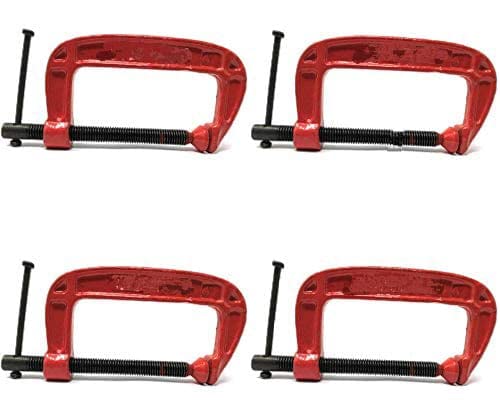 Exotic ArcadeHeavy Duty C G-Clamp Type Clamping Tool Set with Chrome Plated Screw, Multicolor sizes (2,3,4,6 Inch) Pack 4