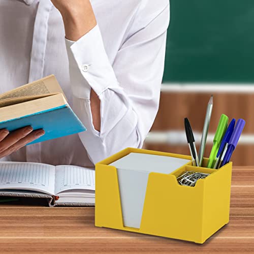 Acrimet Desktop Organizer Pencil Paper Clip Caddy Holder (Plastic) (With Paper) (Solid Yellow Color) #TOP7