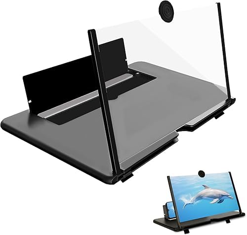 Drumstone 12 Inch F5 Screen Magnifier for Mobile Phone, HD Enlarger Projector Screen for Movies and Videos, Foldable Phone Stand with Screen Amplifier - Black-image-27
