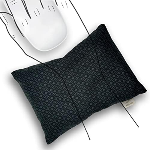 Large Beaded Mouse Wrist Rest (6"Lx4.5"W) Pad | Heating Therapy Cushion | USA Handmade | Washable Cotton Fabric | Rice Bag | Carpal tunnel | Home office Deco (Dark)