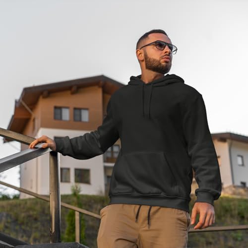 Gift Hub Black Hoodies For Men & Women UK - Unisex Plain Work Jumpers For Men and Women - Workwear Cotton Pullover Sweatshirt For Personal Use and Gifts - Large (L) - Image 9
