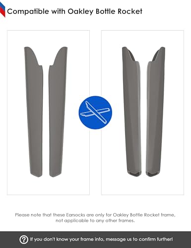 Image of BLAZERBUCK Replacement Temple Sleeves Ear Socks for Oakley Bottle Rocket OO9164 Sunglass - Black + Grey