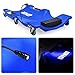 DNA Motoring 40 Inch Low Profile Plastic Rolling Garage Shop Floor Creeper with LED Light, Padded Headrest, Dual Tool Trays, Casters, Blue, TOOLS-00389-BL
