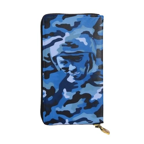 Portefeuille en cuir camouflage bleu : grand format idéal pour vos sorties