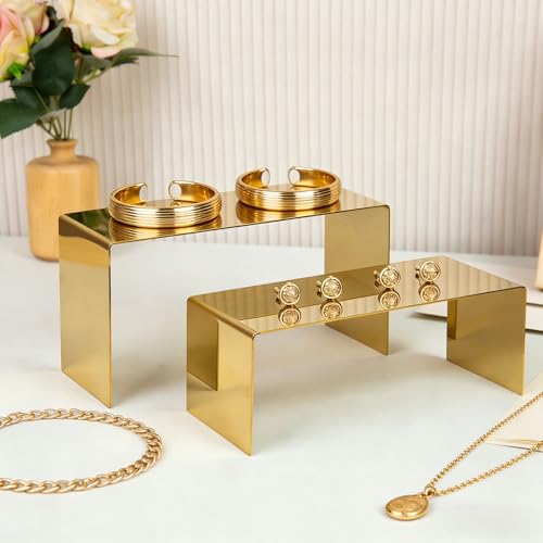 Purse Display Stand, 3pcs Gold Risers Display Stands Stainless Steel, Heavy Duty 22lb Countertop Shoes Stand Handbag Tiered Risers for Home Boutique Retail Store Vendor Display Bags Perfume Jewelry Craft by K KAIDIYIN - Image 6