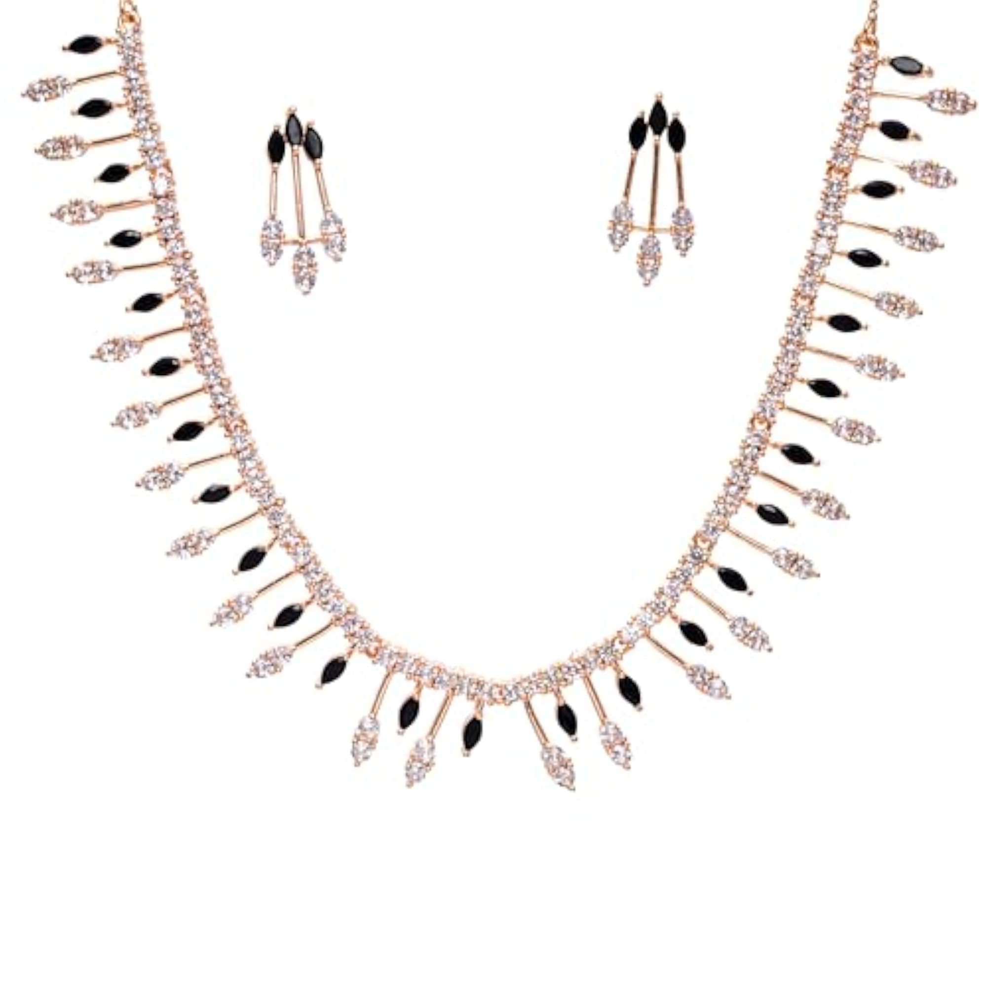 Gold Plated Necklace & Earrings Set, Traditional Design