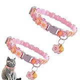 collar antipulgas gatos precio ✿【Aspecto elegante】: este lindo collar para gato cuenta con un diseño elegante y divertido con patrones de flores coloridos y viene con un adorable colgante y una campana, una mejora para la colección de accesorios de tus amigos peludos.