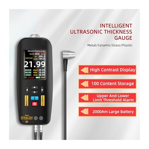 Thickness Gauge, Paint Thickness Gauge, Ultrasonic Cermet High Precision Composite Tester 0.01-300mm Resolution Detector for Cars miniatura 4