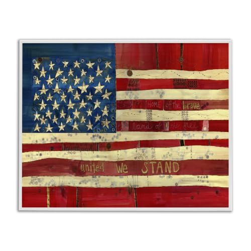 United We Stand Patriotic Flag, 16 x 20 Inch Framed Giclée Print