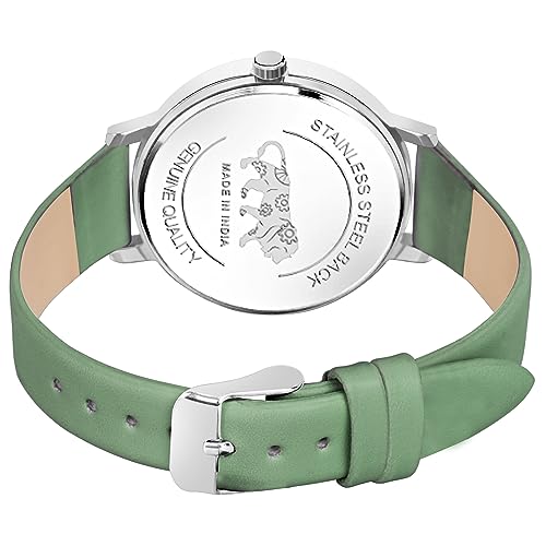 Image of Acnos 6 Colors Dial Leather Strap Quartz Analog Watch for Women - Classic & Stylish