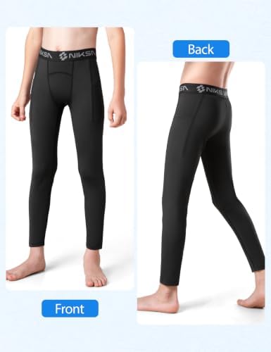 Niksa Boys Compression Pants, Youth Athletic Leggings for Football Baseball - 2