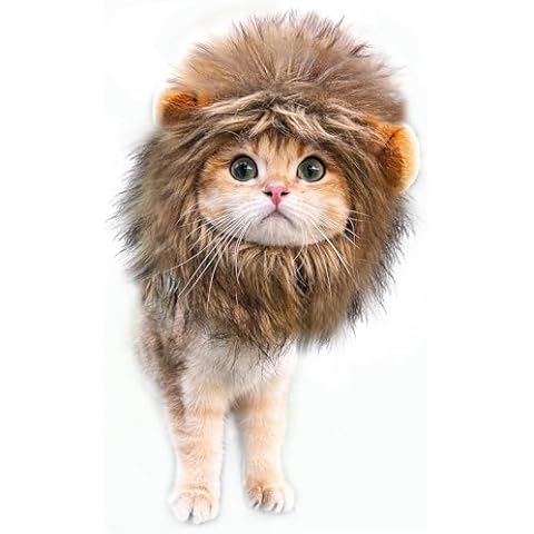 OaaXbbECco Lion Mane Wig for Cat Costume (Light Brown, Small) Cover