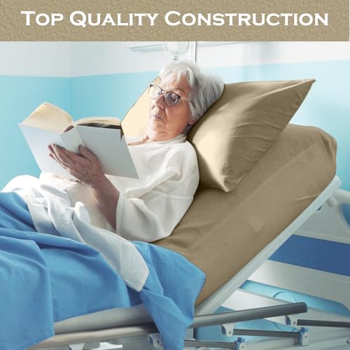 Moukeren 3 Pcs Hospital Bed Sheets Set for Home Nursing Use, Khaki by Moukeren - Used condition - Image 7