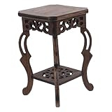 Cabilock Chicken Wen Jade Carving Wooden Plant Stand 6.1X4.33X4.33 Inches Indoor Outdoor Flower Pot Holder Bonsai Display Base Rustic Style
