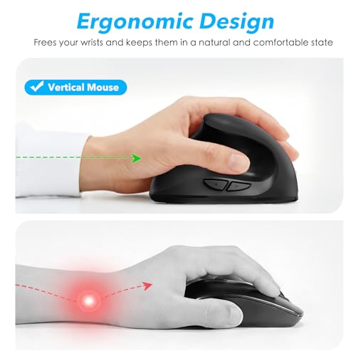 Image of Left Hand Ergonomic Vertical Wireless Mouse Type C Rechargeable 6-Btn Mice