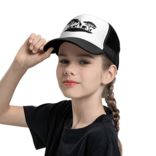 Wisedeal Boys' Africa Giraffe Animal Trucker Hat Adjustable Snapback Mesh Baseball Cap For Boys Girls Youth Kids Black #TOP5