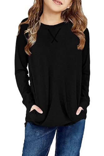 Image of SELINK Girls Big Kids Long Sleeve Striped Color Block Pocket Tees