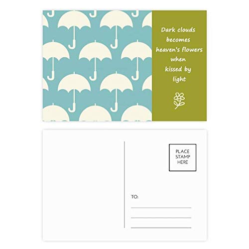 Parapluie blanc météo motif poésie jeu de cartes postales Merci multicolore 20pcs