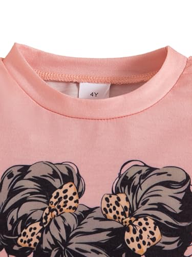 Image of Kids Toddler Girl Clothes Letter Print Graphic Top and Belted Pants 2PC Summer Clothing Set