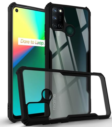 Image of Jkobi Hard PC Crystal Bumper Shockproof Back Case Cover for Realme 7i with Camera Protection (Matte Black)
