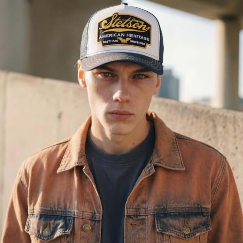 Image of Stetson American Heritage Trucker Cap Men Breathable Mesh Snapback Summer Winter