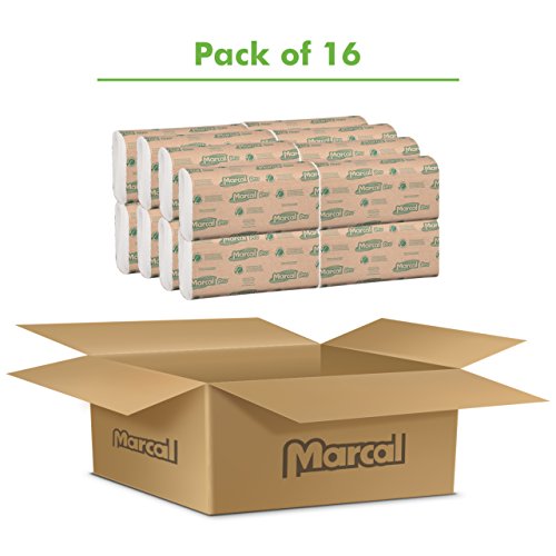 Marcal Pro M-Fold Paper Towels, 100% Recycled, 1-Ply, Natural Color Hand Towels, 250 Per Pack, 16 Packs Per Case For 4000 Total Green Seal Certified Towels P200B #TOP1