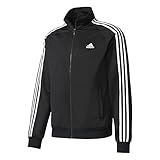 adidas Men's Essentials 3-Stripe Tricot Track Jacket, Black/White, XX-Large