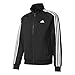 adidas Men's Essentials 3-Stripe Tricot Track Jacket, Black/White, Small