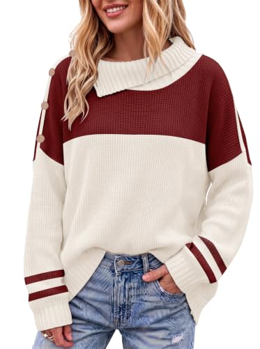 Image of Sweater for Women Winter Turtleneck Long Sleeve Pullover Tops Casual Oversized Knitted Sweaters