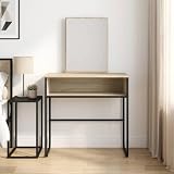 zylophax Mesa tocador Roble Sonoma Madera de ingeniería 81 x 40 x 131 cm Consola Moderna con Espejo Plano y Almacenamiento Amplio para Dormitorio habitación Juvenil Mujer