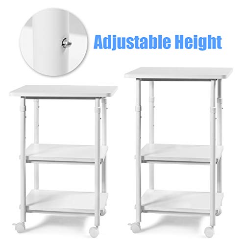 Tangkula 3-Tier Adjustable Printer Stand, Rolling Printer Cart With 2 Storage Shelves, Mobile Machine Stand Storage Rack For Home Office #TOP5