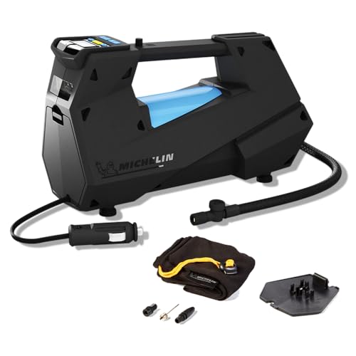 MICHELIN Programmable Rapid Digital Tyre Inflator for 4x4 & SUVs | 12V High-Performance Air Compressor with Direct Drive Technology, Pre-Set Pressure,