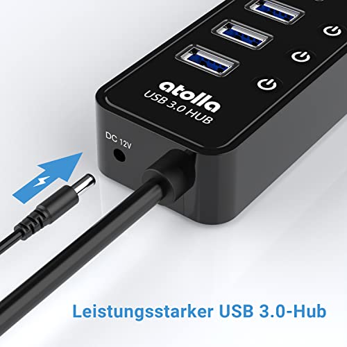 Atolla USB Hub Aktiv 3.0 mit Netzteil, 10-Port