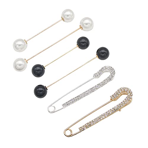 6 Stücke Perlen Broschen,Sicherheitsnadel Brosche Clips Faux Kristall...