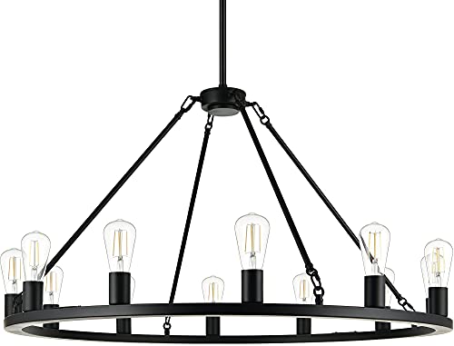 Greatest Product Linea di Liara Round Modern Farmhouse Chandelier - Black Wagon Wheel Chandelier for Dining Room Light Fixture - Large Industrial Rustic Chandelier for Foyer and Entryway Up To 50% OFF Linea di Liara Round Modern Farmhouse Chandelier - Black Wagon Wheel Chandelier for Dining Room Light Fixture - Large Industrial Rustic Chandelier for Foyer and Entryway