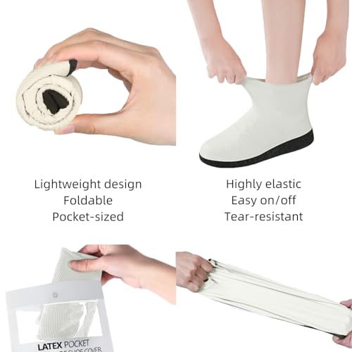 Sepikvin Couvre-chaussures Imperméables, Galoches Réutilisables en Latex à Haute élasticité avec Semelle Antidérapante, Protection Portable Contre Pluie/Neige/Boue (Bleu, M) – vue 5