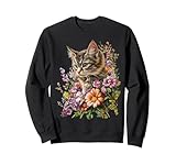 Cat Flower Floral Cute Kitten Graphic Sweatshirt