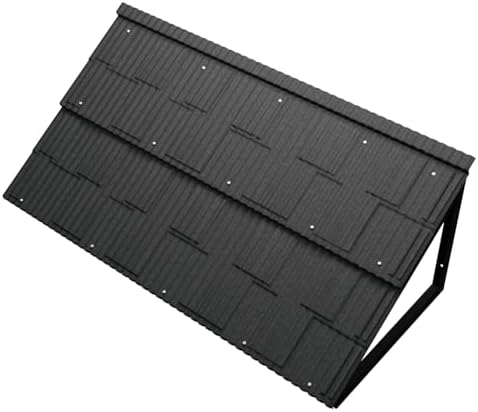 Teinfice 52" x 30 3/4" Fixed Metal Awning for Doors and Windows, Heavy-Duty Triangular Steel Frame with Color Stone Tile, Waterproof All-Weather Rain Snow UV Protector for Porch, Balcony, Patio, Black