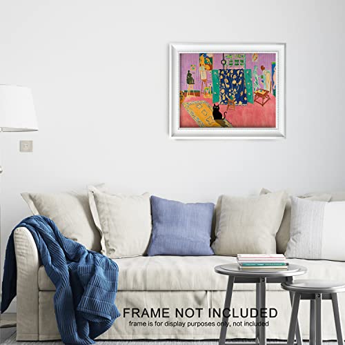 Matisse Wall Art, Pink Wall Decor, Farmhouse Wall Decor, Wall Art Bedroom, Cat Poster, Cat Wall Art, Cat Decor, Cat Bathroom Decor, Vintage Wall Decor, Funny Black Cat Wall Art, 8X10" Unframed #TOP4